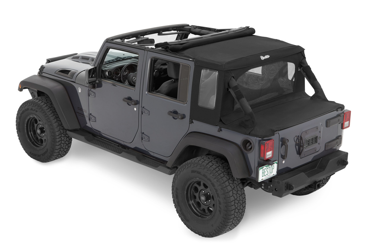 Bestop Halftop Soft Top - Jeep '07-18 Wrangler JK 4-Door (Premium Black Twill) - 5390117 - Image 4
