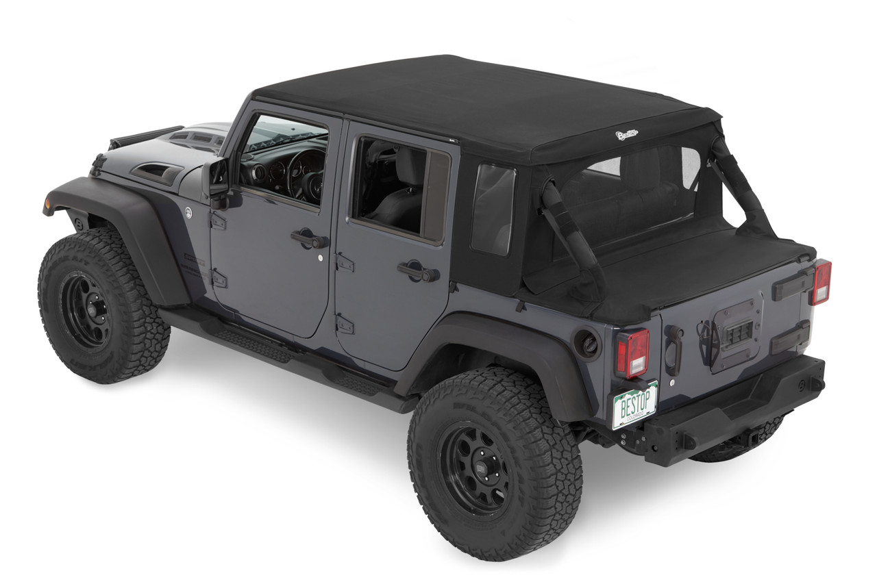 Bestop Halftop Soft Top - Jeep '07-18 Wrangler JK 4-Door (Premium Black Twill) - 5390117