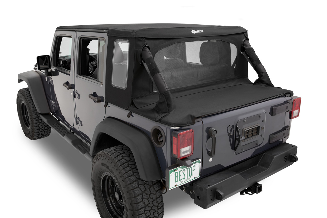 Bestop Halftop Soft Top - Jeep '07-18 Wrangler JK 4-Door (Premium Black Twill) - 5390117 - Image 3